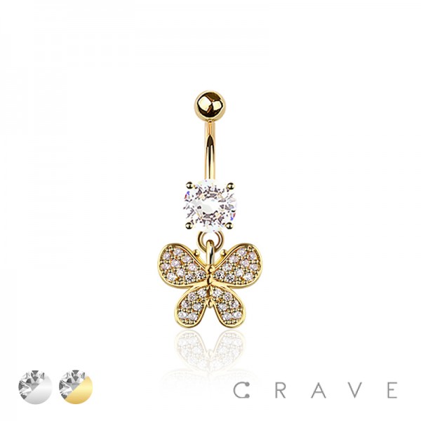 316L SURGICAL STEEL MULTI CZ BUTTERFLY BELLY BUTTON NAVEL RING 316L SURGICAL STEEL MULTI CZ BUTTERFLY BELLY BUTTON NAVEL RING